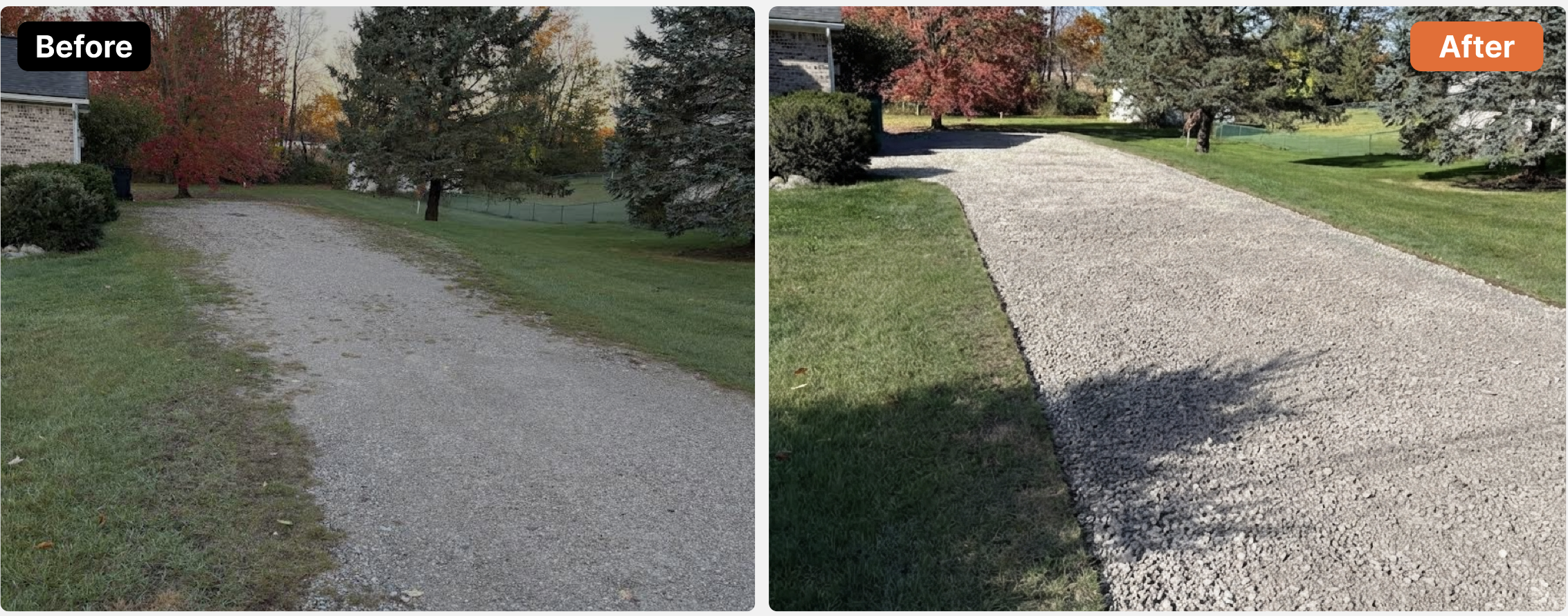 Before and after driveway transformation